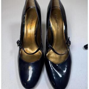 Elegant AK Anne Klein Navy Heels with Strap, size 10